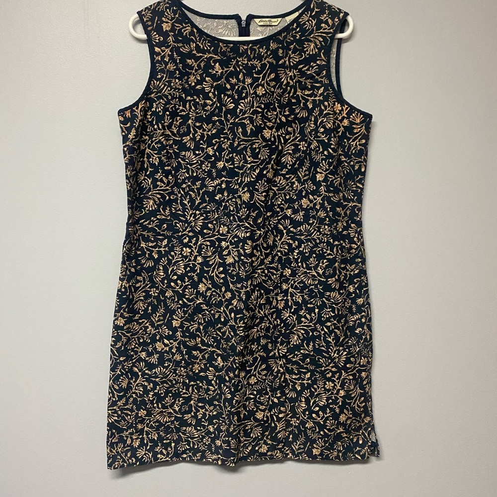 Eddie Bauer Navy and Beige Patterned dress